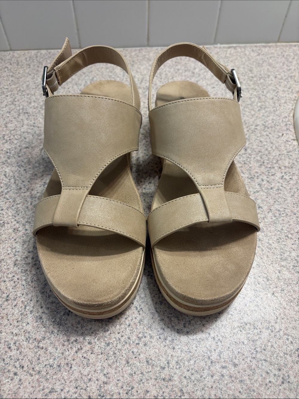 St. John's Bay Tan Platform Slingback Sandals